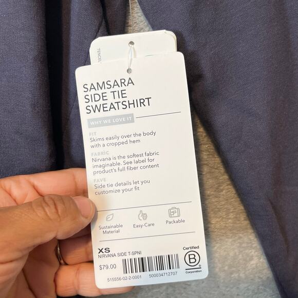 Athleta Samsara Side Tie Sweatshirt Size XS‎ Tencel Blend New Gray - Picture 7 of 8